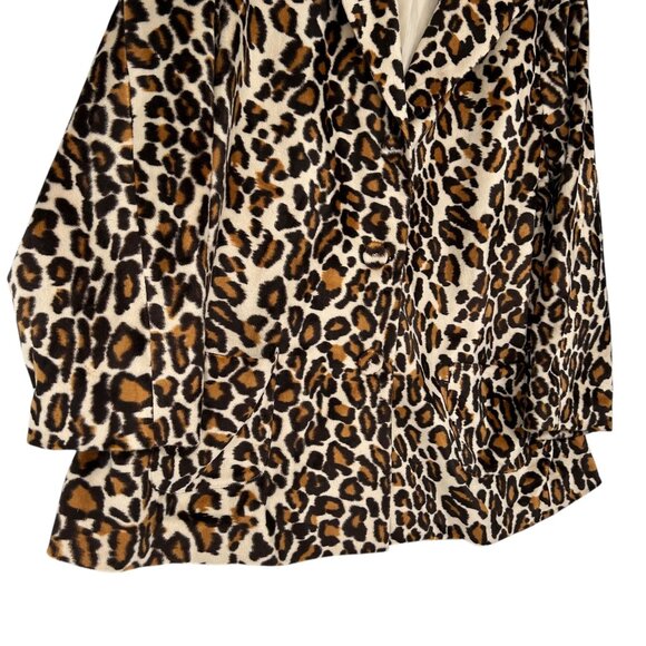 Susan Graver Womens 2X Leopard Print Blazer Plush Soft Faux Fur Pockets Button - Picture 13 of 16